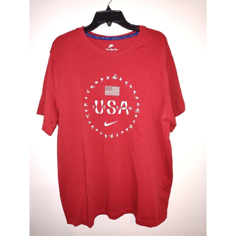 Nike Team USA‎ Olympics Graphic T-Shirt Mens XL Red Cotton Short Sleeve Tee